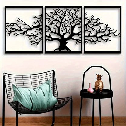 3pcs/Set Tree Of Life Metal Wall Art Decor