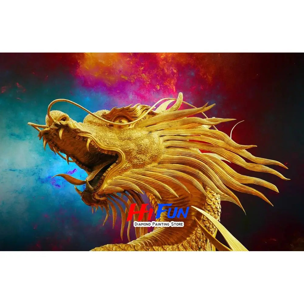 5D DIY Diamond Painting Golden Dragon Embroidery Mosaic Stitch