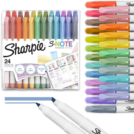 Pastel Art Marker Set, Chisel Tip, Assorted Colors, 24 Count