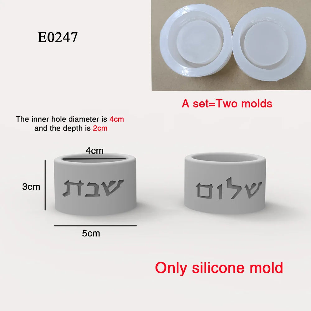 Judaica Silicone Mold For Shabbat Candle Holders Set
