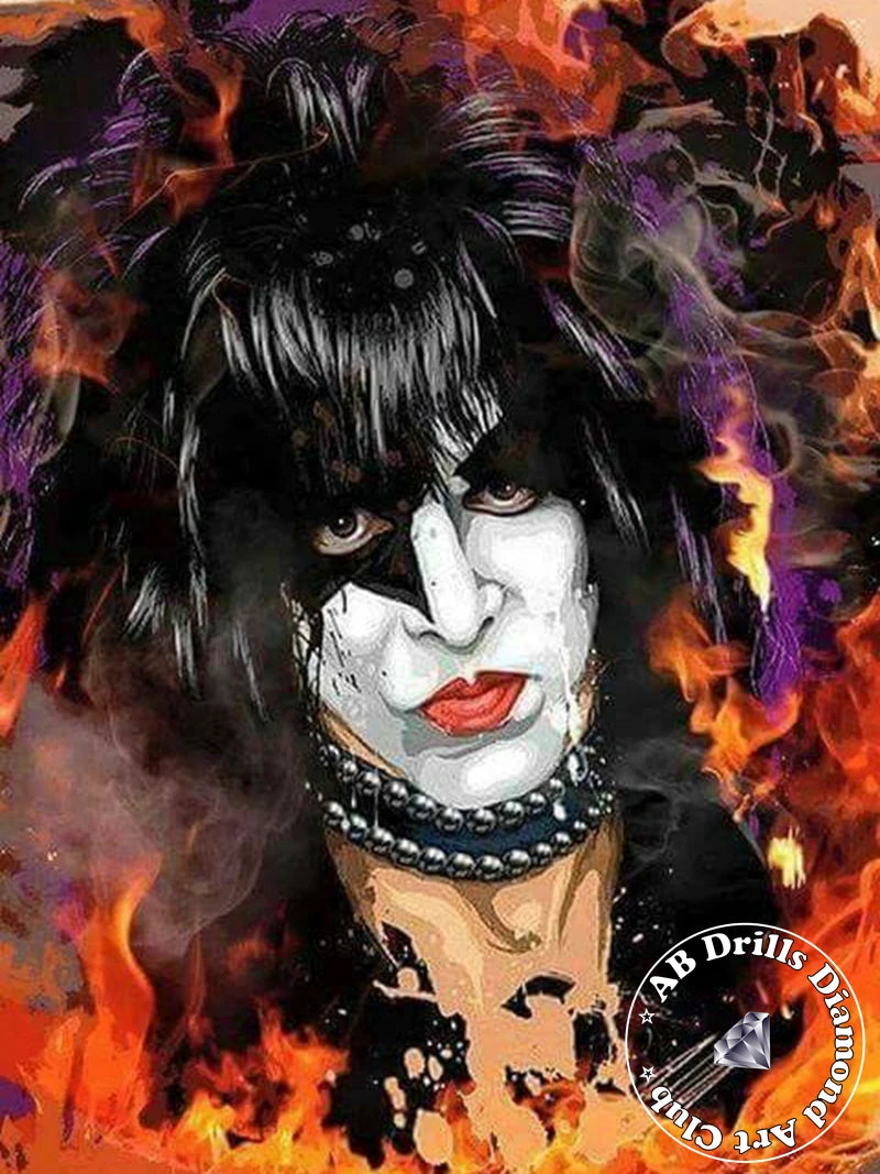5D DIY AB Drills Diamond Painting Heavy Metal Rock Kiss Band Cross Stitch Kit