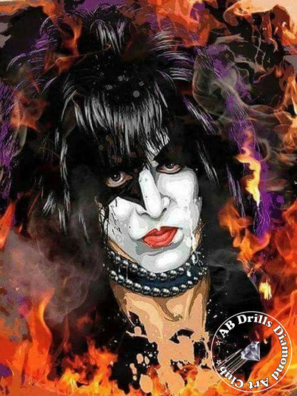 5D DIY AB Drills Diamond Painting Heavy Metal Rock Kiss Band Cross Stitch Kit