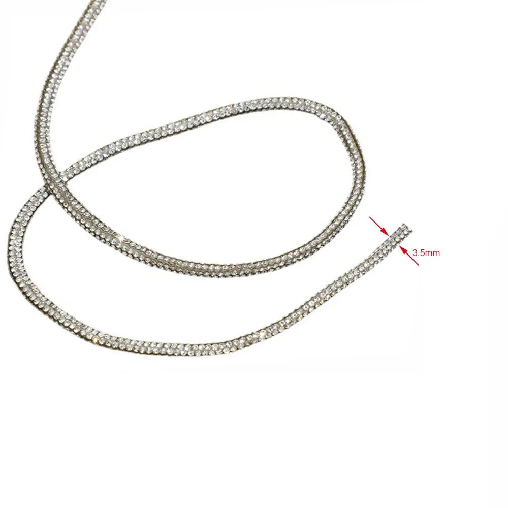 2 Yards Rhinestone Rope Glitter 4mm Crystal Tube Cord Trimming