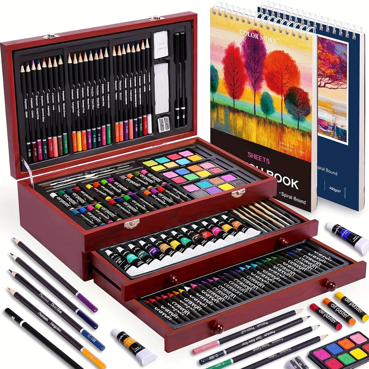 146 piece Luxury Art Kit, Professional Art Use, Including Crayons, Oil Pastels, Watercolor Paints,  Colored Pencils