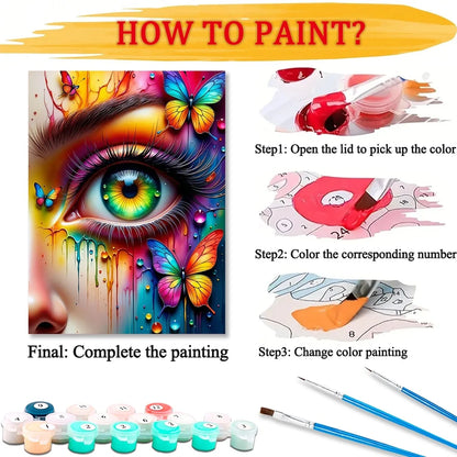 Canvas Eye Portrait Acylic Paint By Numbers