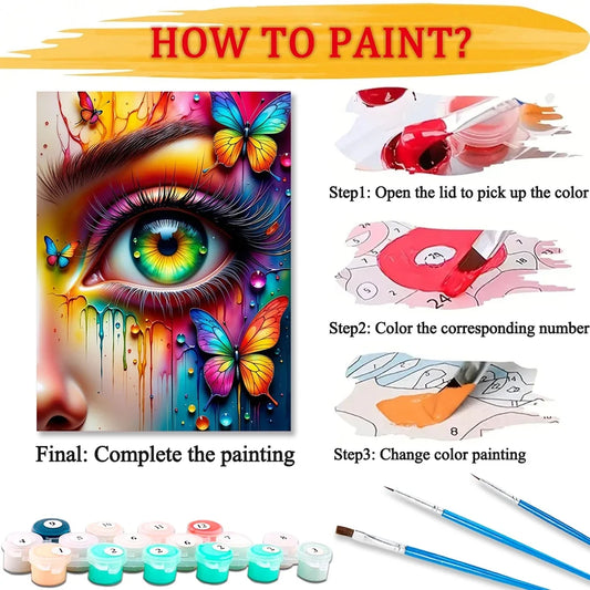 Canvas Eye Portrait Acylic Paint By Numbers