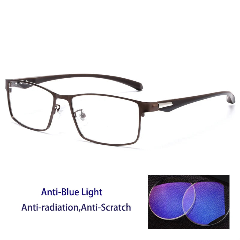 Anti Blue Light Men Reading Glasses Titanium Alloy Metal Frame  +1.50 1.75 2.0 2.25 2.50 2.75