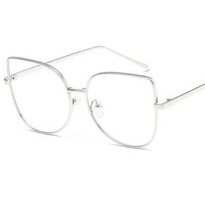 Retro Anti-Blue Radiation Myopia Glass Metal Oversized Cat Eye Frame Glasses Diopter 0 to -6.0