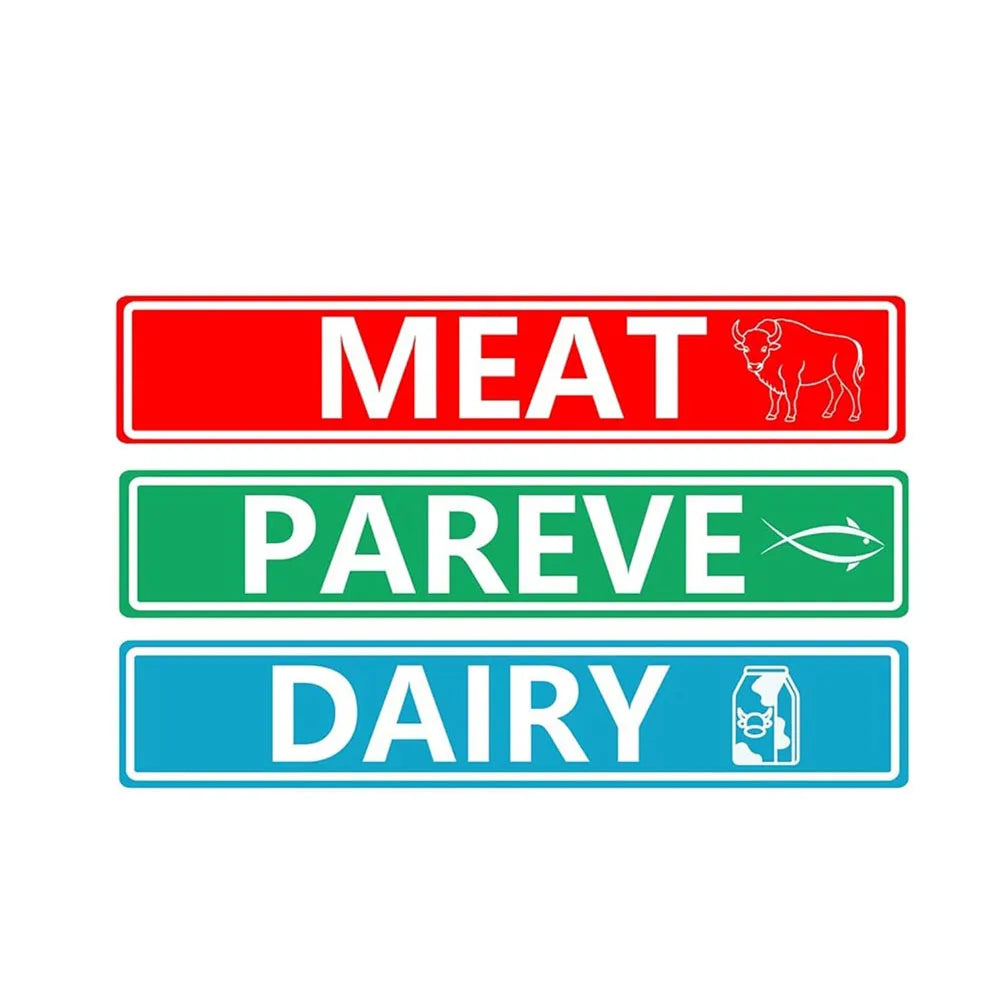 120 Pcs Kosher Labels Meat Dairy Parve Stickers 1.5x0.25inch