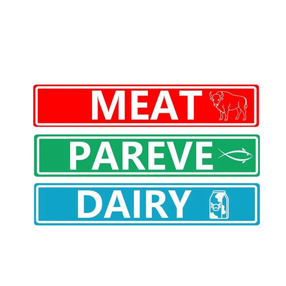 120 Pcs Kosher Labels Meat Dairy Parve Stickers 1.5x0.25inch