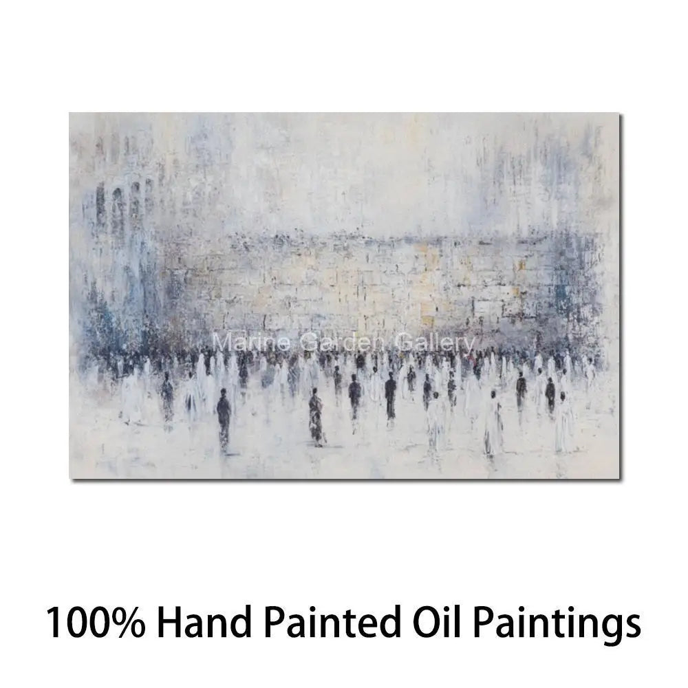 Abstract  Handmade Jerusalem Canvas Judaica  Artwork Oil Paintings