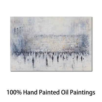 Abstract  Handmade Jerusalem Canvas Judaica  Artwork Oil Paintings