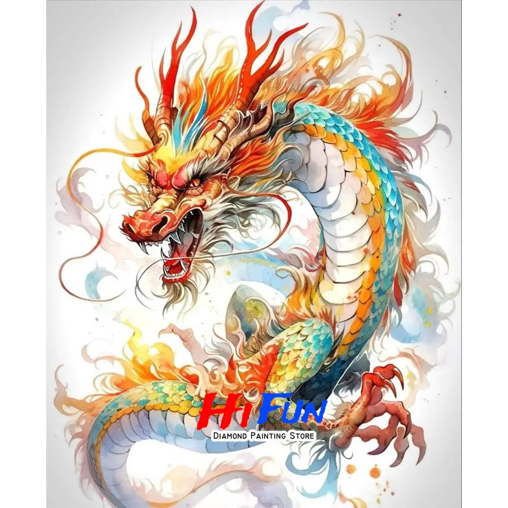 5D DIY Diamond Painting Golden Dragon Embroidery Mosaic Stitch