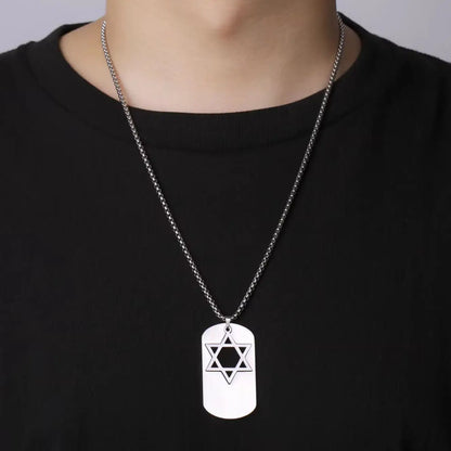 Hollow Star of David Necklace Stainless Steel Dog Tags