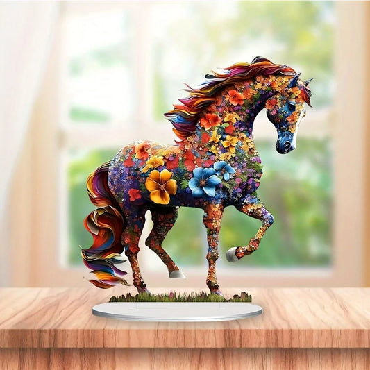 Colored Horse Statue Light Catcher with a Hollow-out design
