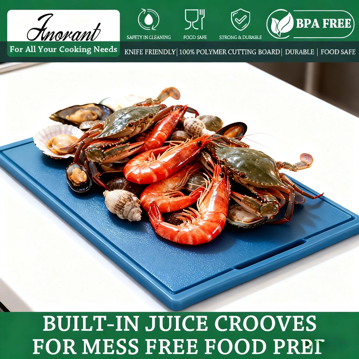 COOK WITH COLOR with Easy Grip Handle Non-Slip Cutting Board Set