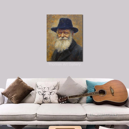 Traditional Judaica Rabbi Portrait  HD Canvas Print