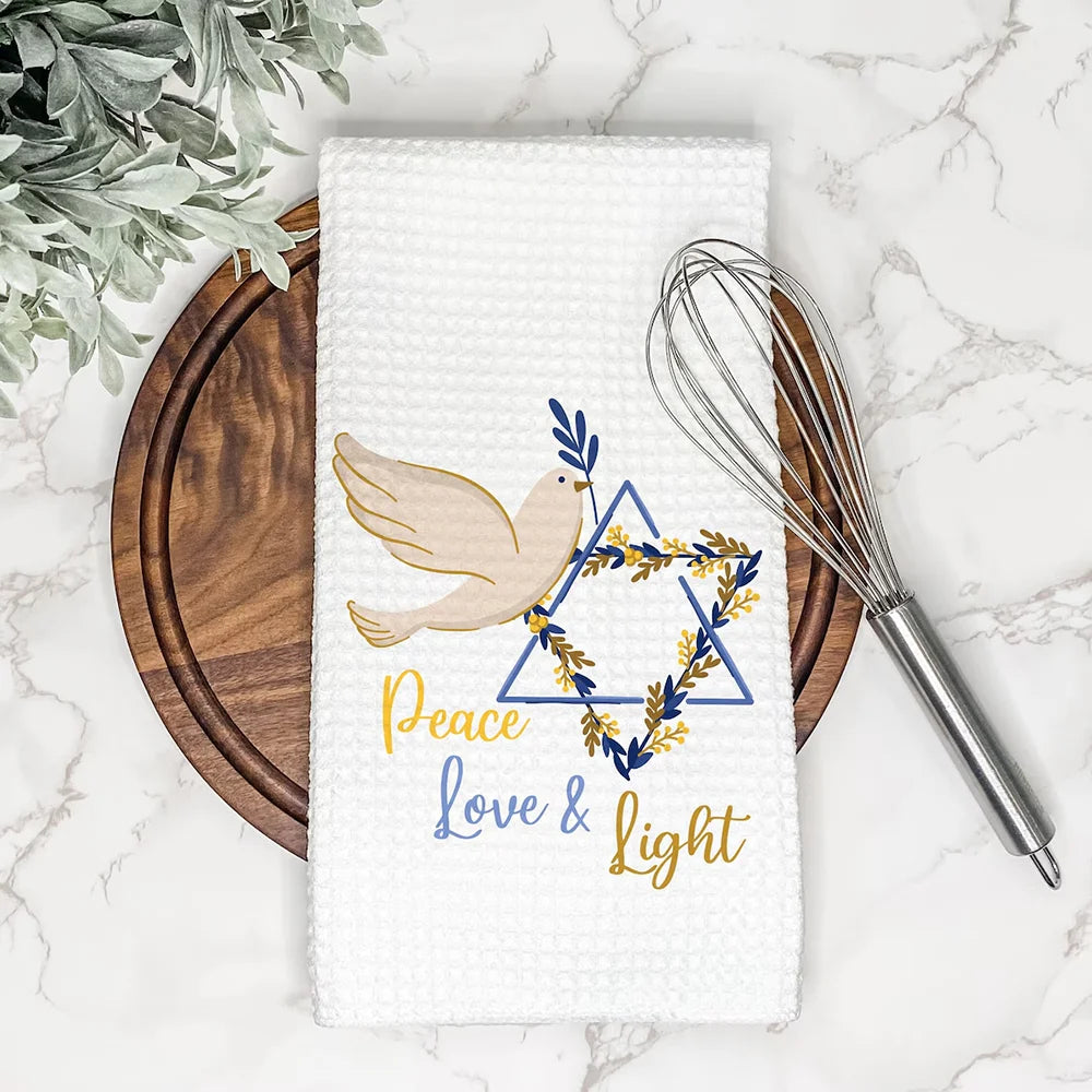 Peace Love Light Star of David Jewish Holiday Kitchen Dish Towel