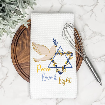 Peace Love Light Star of David Jewish Holiday Kitchen Dish Towel