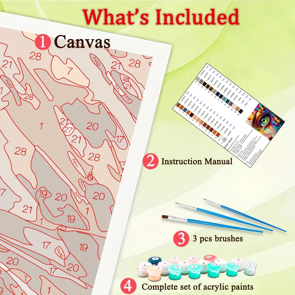 Canvas Eye Portrait Acylic Paint By Numbers