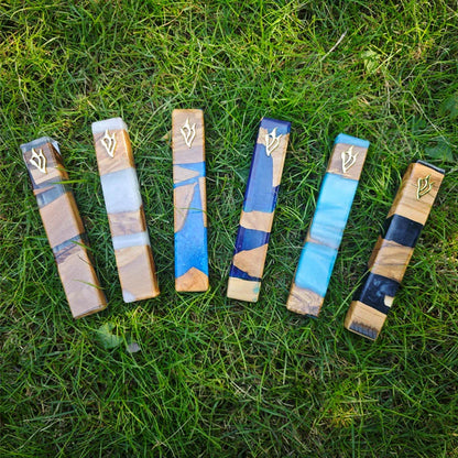 4inch Scroll Handcrafted Resin Olive Wood Mezuzah
