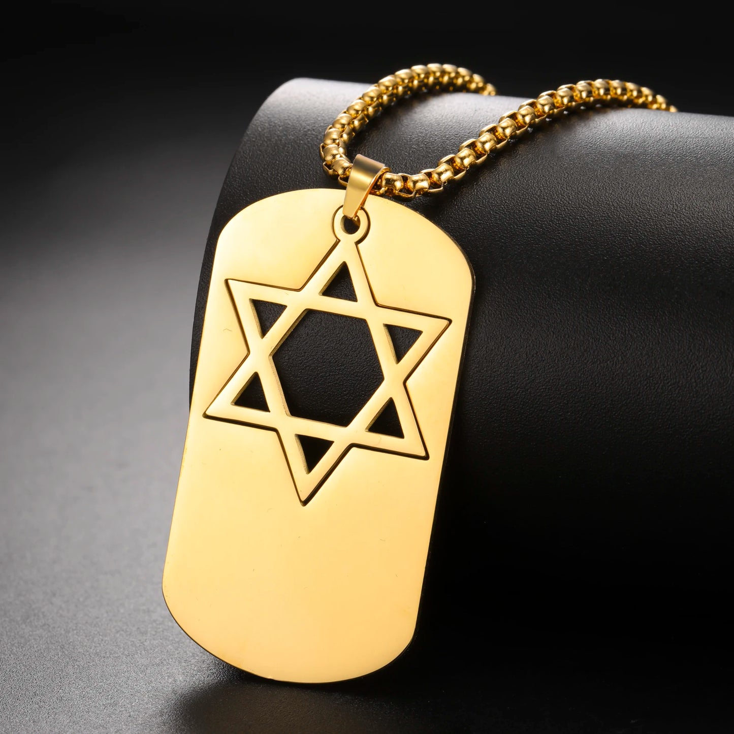 Hollow Star of David Necklace Stainless Steel Dog Tags