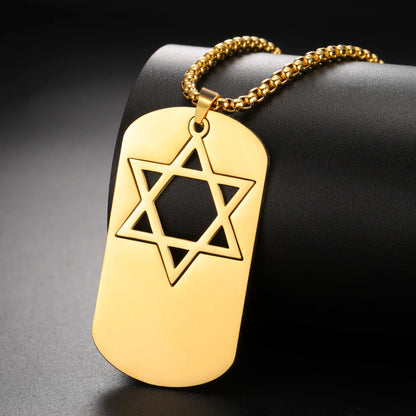 Hollow Star of David Necklace Stainless Steel Dog Tags