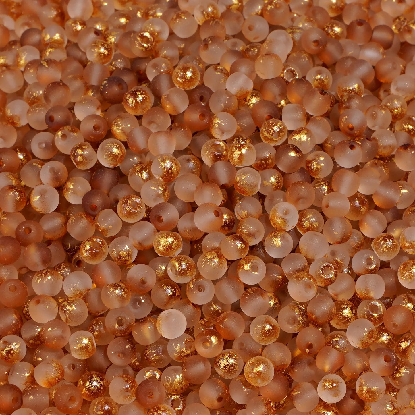 100Pcs 4mm High Quality Frosted Gold Splattered Glass Rice Beads Loose Beads