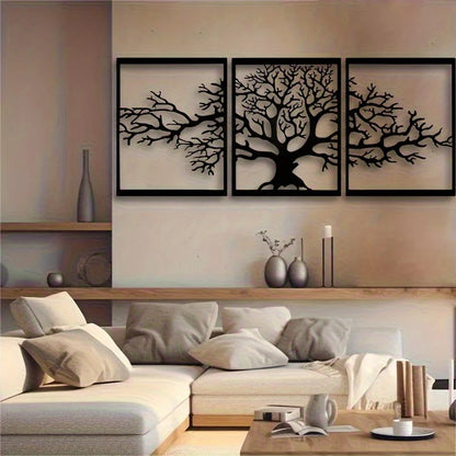3pcs/Set Tree Of Life Metal Wall Art Decor