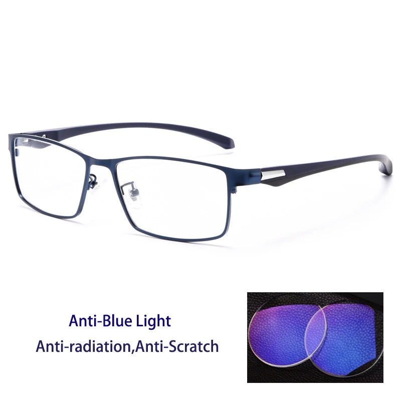 Anti Blue Light Men Reading Glasses Titanium Alloy Metal Frame  +1.50 1.75 2.0 2.25 2.50 2.75