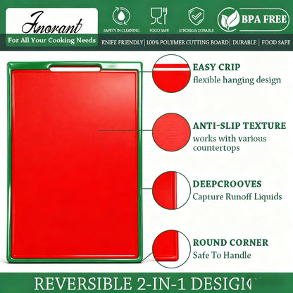 COOK WITH COLOR with Easy Grip Handle Non-Slip Cutting Board Set