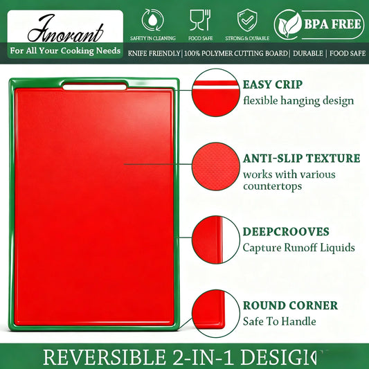 COOK WITH COLOR with Easy Grip Handle Non-Slip Cutting Board Set