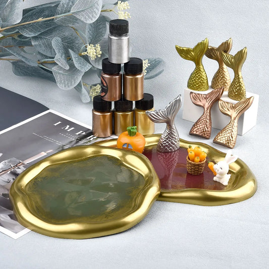 6 Color Metallic Gold Silver  Pigment Pearlescent Colorant Pearl Pigment Dye UV Resin Epoxy Color
