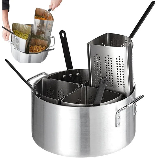 14-inch 20 Qt. Pasta Cooker Set with 5 Qt. Stainless Steel Strainer Baskets for Multi-Serve Cooking