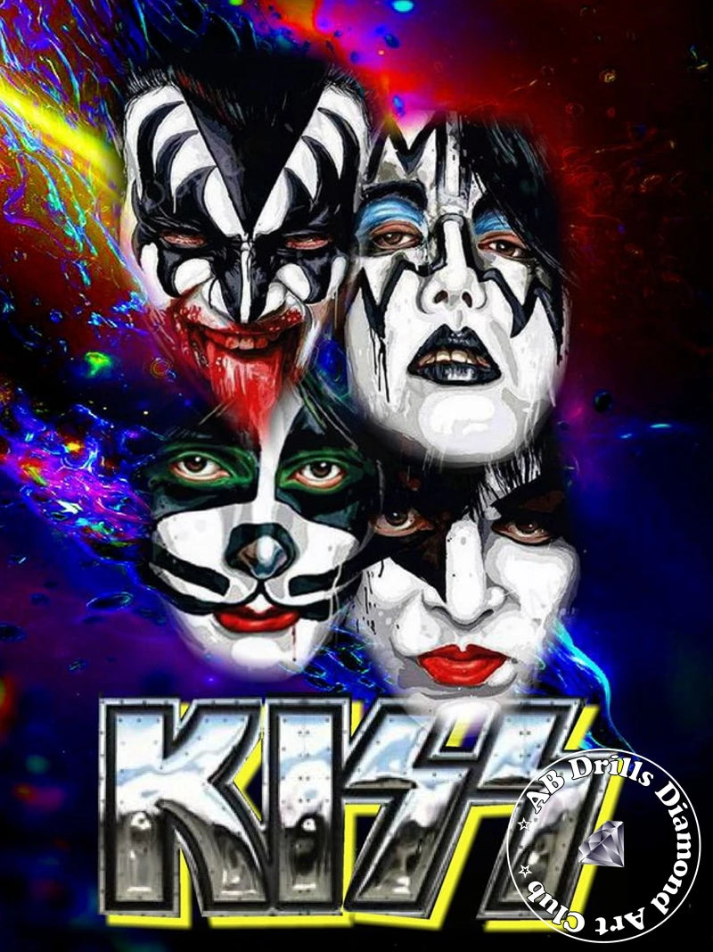 5D DIY AB Drills Diamond Painting Heavy Metal Rock Kiss Band Cross Stitch Kit