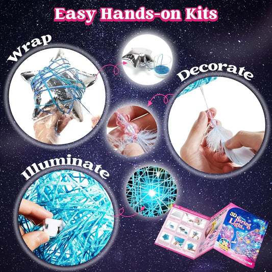 3D String Art Light Up Kit with 30 Multi-Colored LED Bulbs