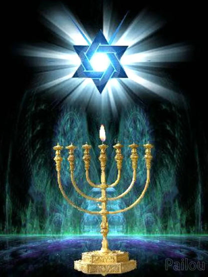 5D DIY Judaism Shofar Menorah Sparks Mosaic Embroidery Diamond Painting Art
