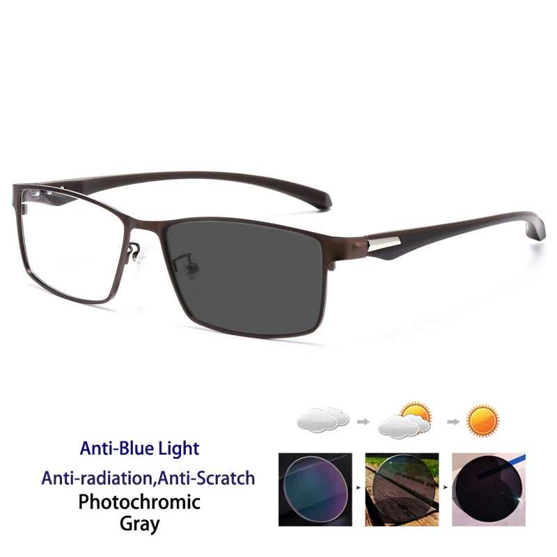 Anti Blue Light Men Reading Glasses Titanium Alloy Metal Frame  +1.50 1.75 2.0 2.25 2.50 2.75