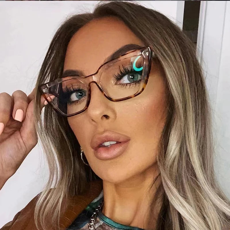 Eyeglasses Anti Blue Light Computer Myopia Transparent Neon Green Cat Eye Nearsighted Vision Points Minus 0~-6.0