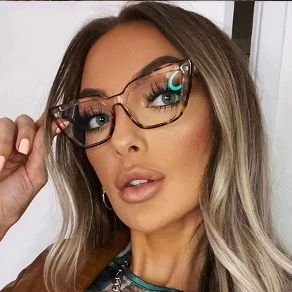 Eyeglasses Anti Blue Light Computer Myopia Transparent Neon Green Cat Eye Nearsighted Vision Points Minus 0~-6.0