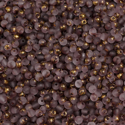 100Pcs 4mm High Quality Frosted Gold Splattered Glass Rice Beads Loose Beads