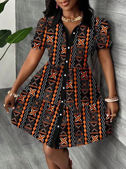 Women's Floral Print Puff Sleeve A-Line Mini Dress  Boho Summer Dress