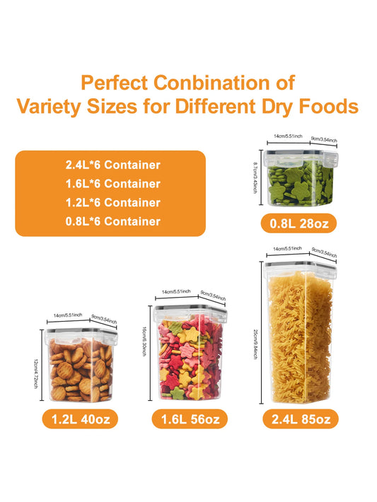 24pcs moisture-proof airtight food storage containers, dishwasher safe with labels