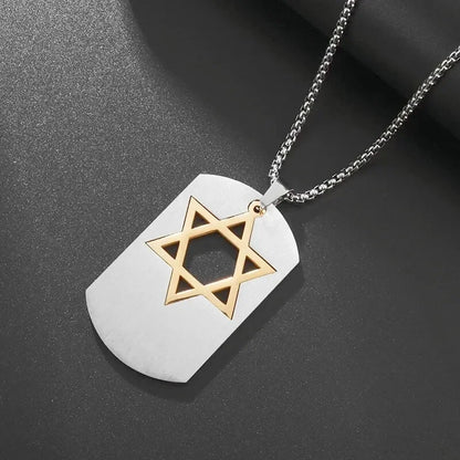 Stainless Steel Hamsa Hands of Fatima Hebrew Blessing Star of David Necklace