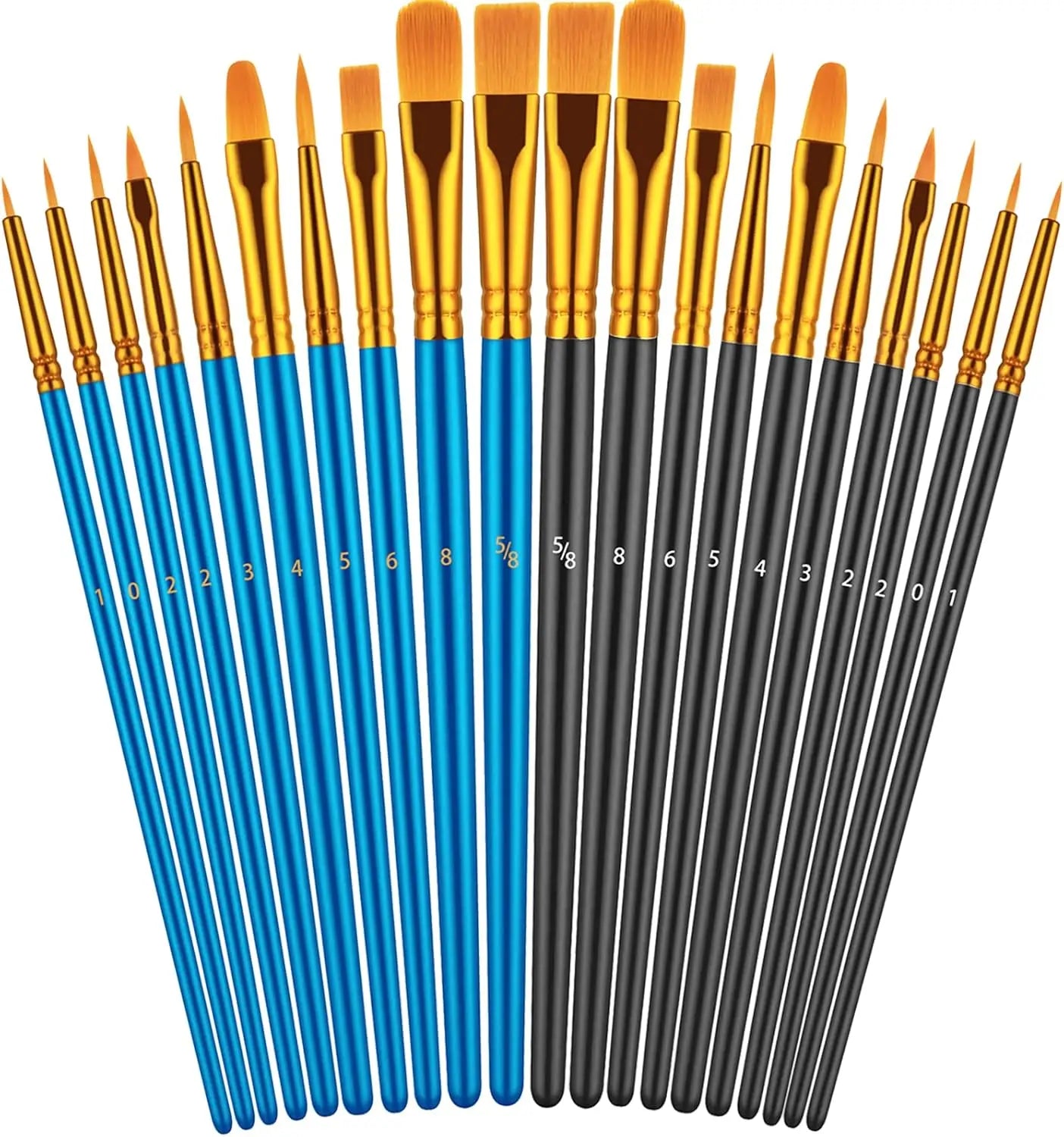 20 oil watercolor acrylic paint brushes blue Different Sizes