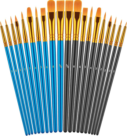 20 oil watercolor acrylic paint brushes blue Different Sizes