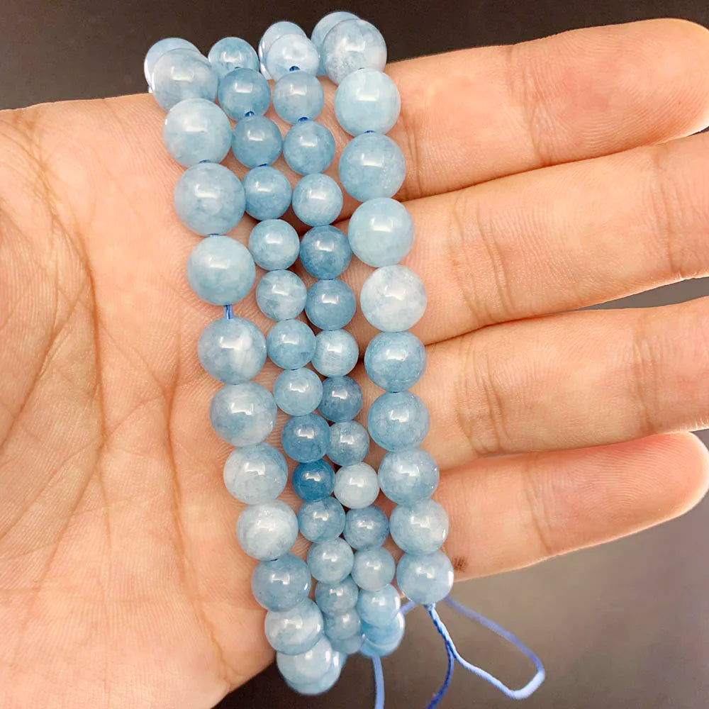 1 strand/lot 4/6/8/10/12mm Natural Aquamarin Agat Stone Bead Round
