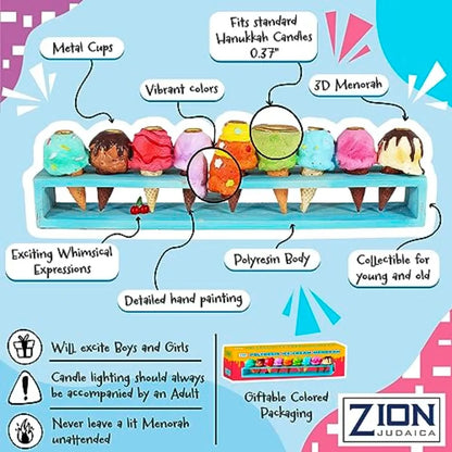 Hanukkah 's Ice Cream Menorah Painted in Vibrant Colors