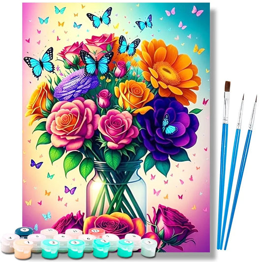 Canvas Flowers Art Paint By Numbers Craft Kit