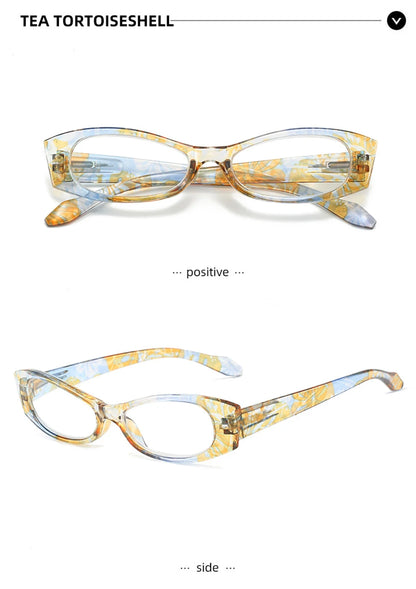4-Piece Presbyopic  Floral Women's Spring Hinge Reading Glasses Set with PC Case